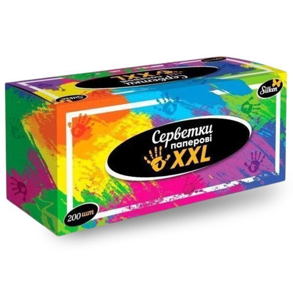 Серветки паперові Silken XXL, 2  шари, 200 шт., 1 коробка 🌿 SNBX2200 фото