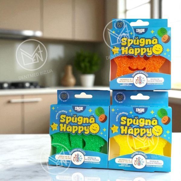 Губка кухонна IRGE Smile Scrub (Spugna Happy), 10x10x3 см. (в асортименті) 💫 SPU6841A фото