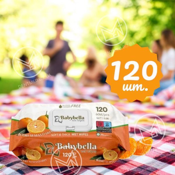 Вологі серветки Babybella Soft&thick Мандарин, 120 шт 🍊 420497 фото