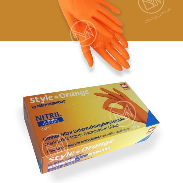 Рукавички Med-Comfort нітрилові неопудрені Style Orange, розмір XS (5-6) 01188-XS фото