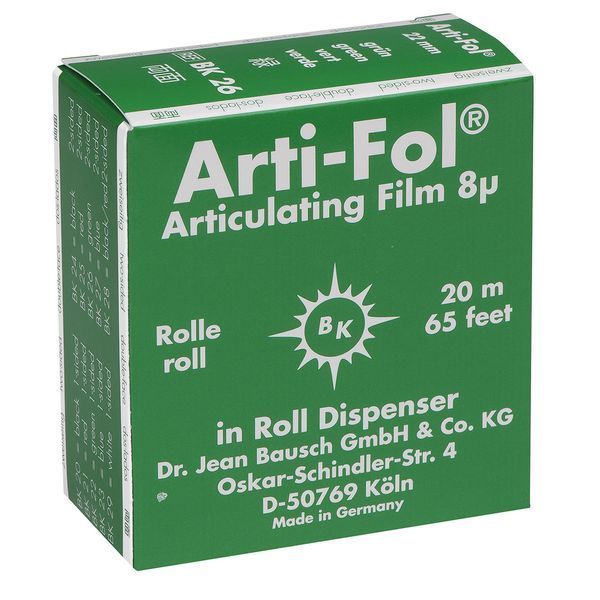 Артикуляційна фольга Bausch BK 26 Arti-Fol зелена, двостороння, 8 мкм, 20м BK26 фото