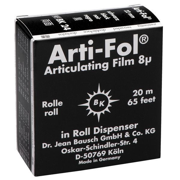 Артикуляційна фольга Bausch BK 24 Arti-Fol чорна, двостороння, 8 мкм, 20м BK24 фото