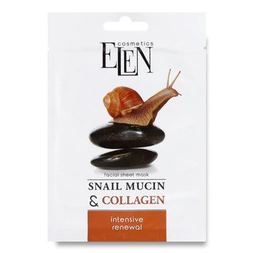 Інтенсивна тканинна маска для обличчя ELEN cosmetics Snail mucin&Collagen, 25 мл 4828185223935 фото