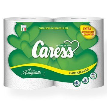 Паперові рушники CARESS CARTASCIUGA, 2 шари, 2 рулони ♻️ 8054529250073 фото