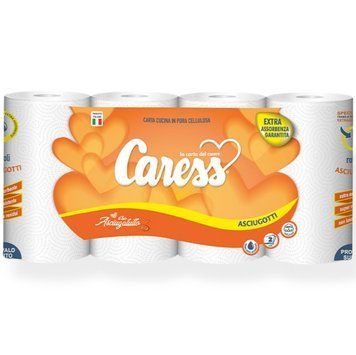 Паперові рушники CARESS ASCIUGOTTI, 2 шари, 4 рулони 💛 8054529250776 фото