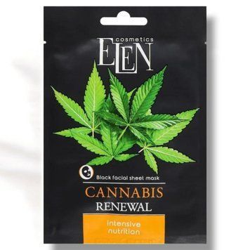 Тканинна маска для обличчя Інтенсивне живлення Elen Cosmetics Cannabis, 25 мл 4820185223928 фото