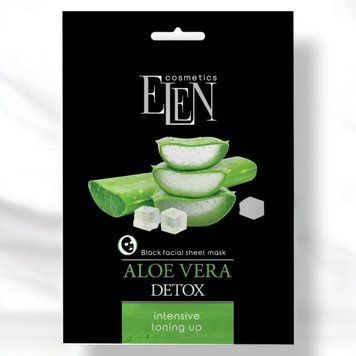 Тканинна маска для обличчя Інтенсивне зволоження Elen Cosmetics Aloe Vera Detox, 25 мл 4820185223959 фото