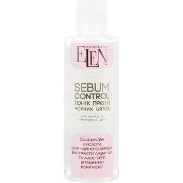 Тонік проти чорних цяток для жирної та комбінованої шкіри Elen Cosmetics Sebum Control, 200 мл 4820185222211 фото